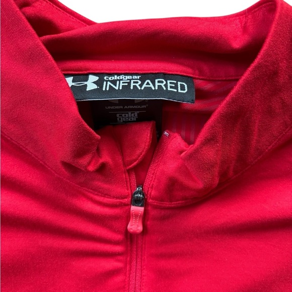 Under Armour Infrared Coldgear 1/2 Zip Pullover Shirt Red L Active Performance - Picture 4 of 5